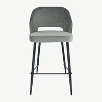 Sutton Velvet Bar Stool - Grey
