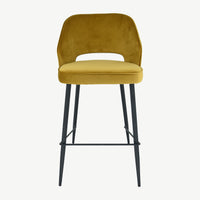 Sutton Velvet Bar Stool - Mustard