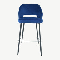 Sutton Velvet Bar Stool - Navy