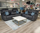 Seattle 3+2 Seater Fabric Electric Reclining Leather Sofa Set - Grey