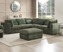 Aurori 2C2 Corner Sofa with Ottoman Storage Set - Green