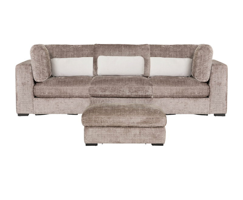 Aurori 3 Seater Sofa with Storage Ottoman Set - Mink