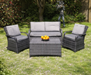 4 Piece Rattan Sofa Set - Grey