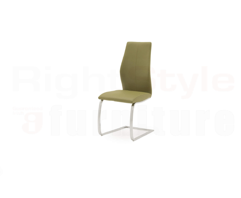 Set of 2 Elis Dining Chairs, Chrome Leg Olive (2/Box)