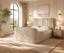 Alaina 4ft6 Double Side Lift Ottoman TV Bed - Cream