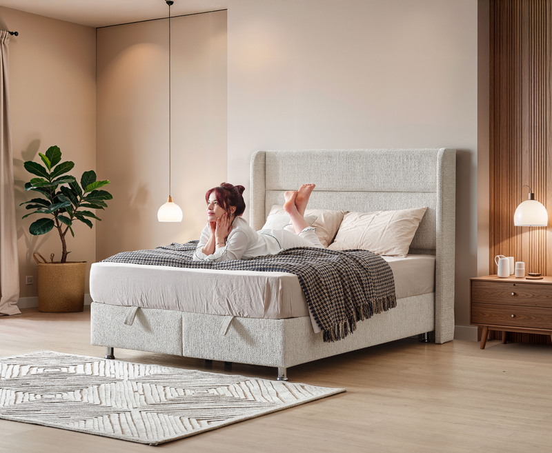 Alva 5ft Ottoman Bed Frame - Beige