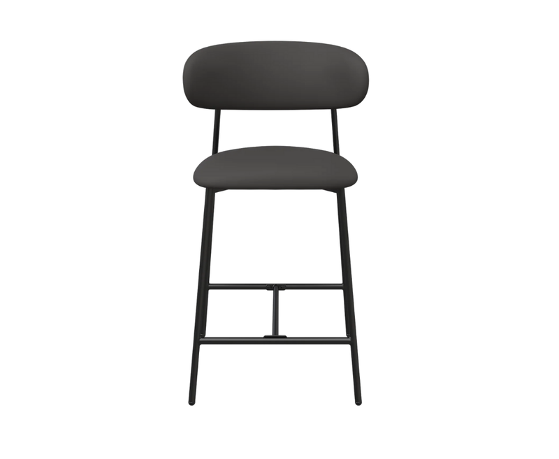 Amalfi Leather Bar Stool - Dark Grey