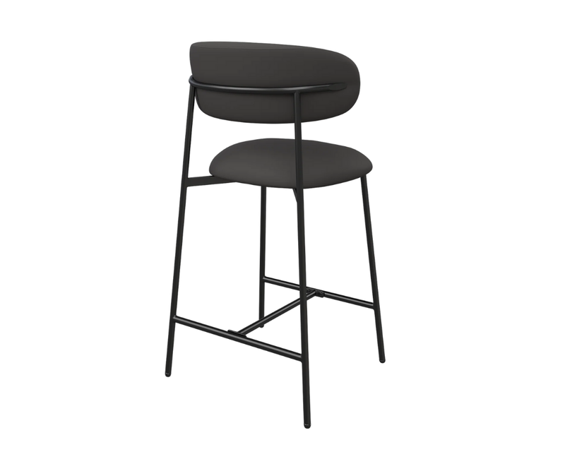 Amalfi Leather Bar Stool - Dark Grey