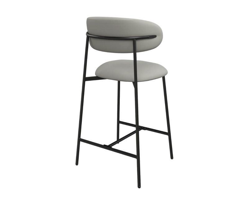 Amalfi Leather Bar Stool - Taupe