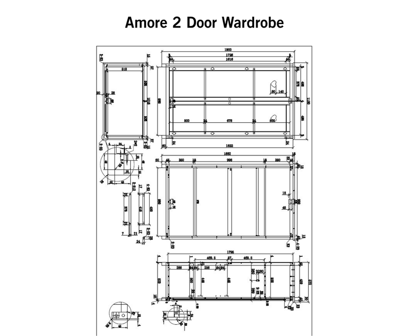 Amore 2 Door Wardrobe - White