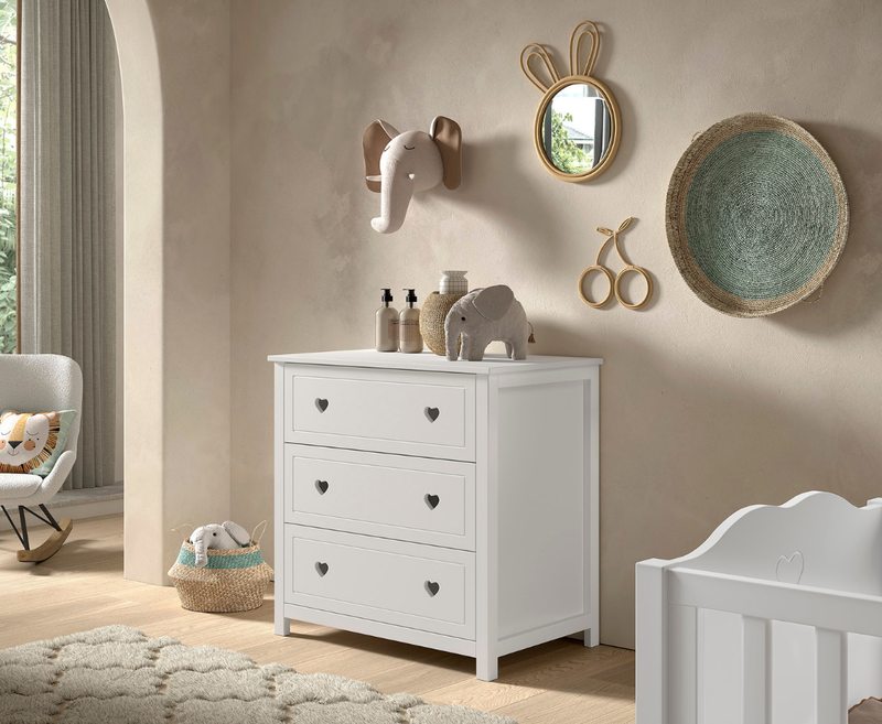 Amore Chest of 3 Drawers - White