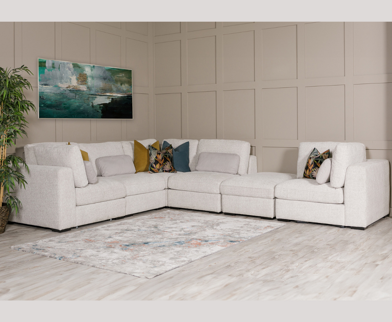 Aurori 2C2 Corner Sofa with Ottoman Storage Set - Light Grey