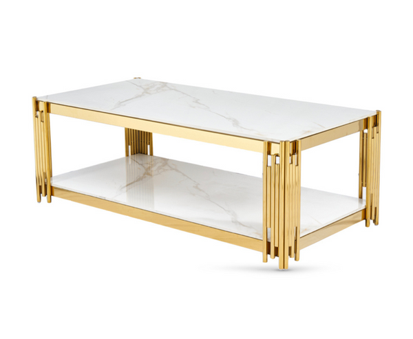 Beluzze Sintered Stone Coffee Table - Gold