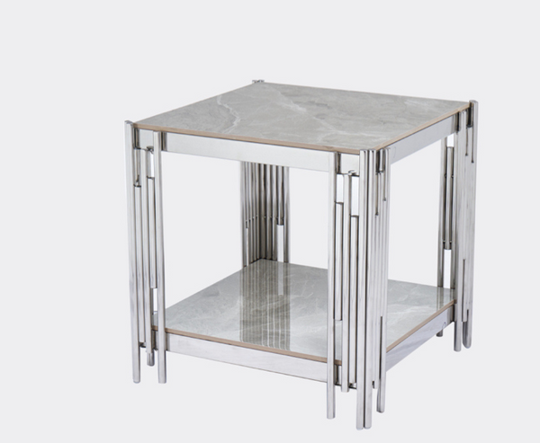Beluzze Sintered Stone End Table - Grey