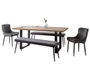 Bently Dining Table with 2 Cruz Low Benches and 2 Cruz Chairs - Grey
