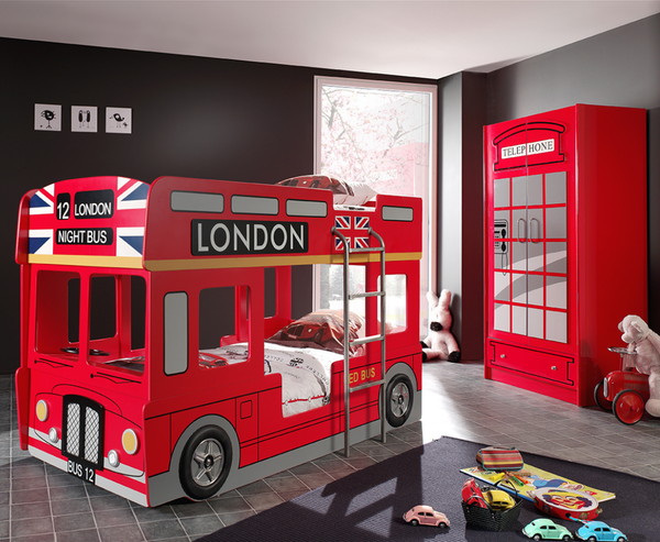 Thames Bus Bunk Bed 90x200cm - Red