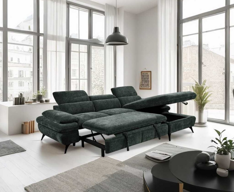Croia RHF Sofa Bed - Green