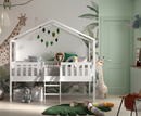 Dally House Bed with Ladder 90x200cm - White