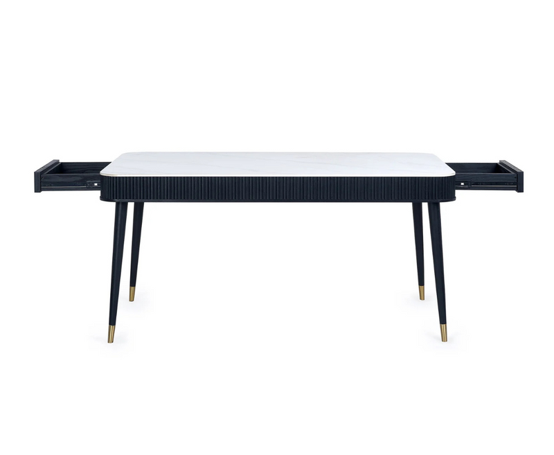 Loux Dining Table With Drawers - White