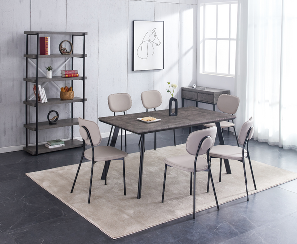 Erika 160cm Dining Table with 6 Capro Dining Chairs - Full Set