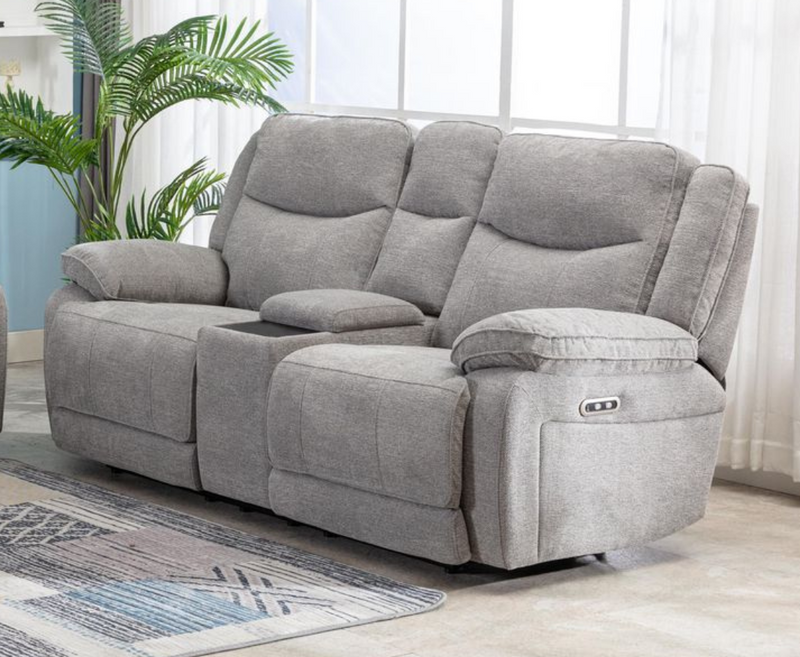 Harlie 2+1+1 Electric Reclining Sofa Set with Console - Light Grey