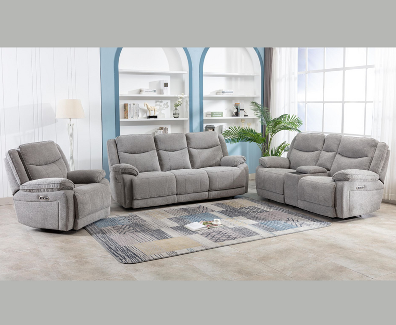 Harlie 2 Seater Electric Reclining Sofa | Armchair - Light Grey