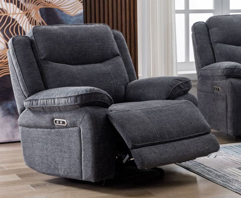 Harlie 3+2+1 Electric Reclining Sofa Set with Console - Dark Grey