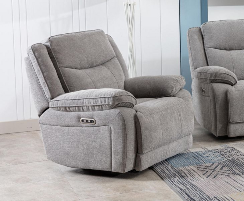 Harlie 2+1+1 Electric Reclining Sofa Set with Console - Light Grey