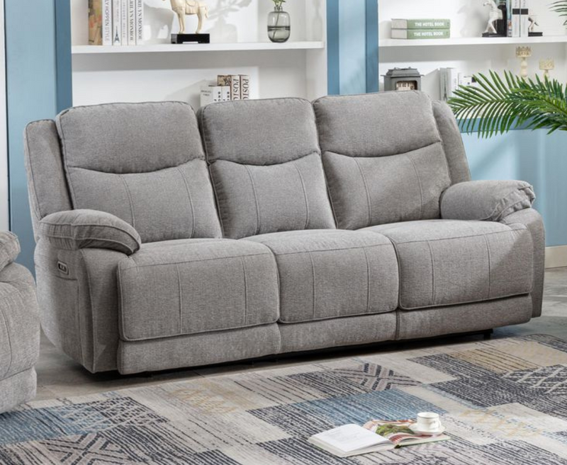 Harlie 2+1+1 Electric Reclining Sofa Set with Console - Light Grey