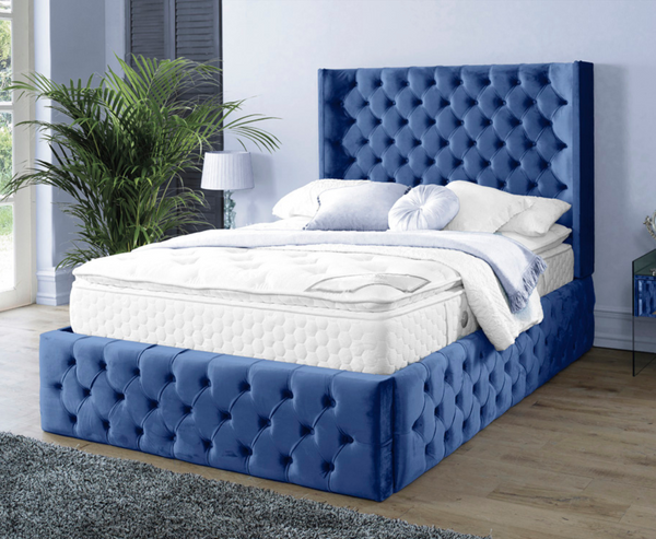 Harlow 5ft Kingsize Bed Frame - Velvet Blue