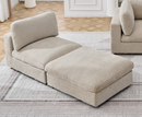 Heaven 1 Seater Armless Sofa with Footstool - Biscuit