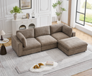 Heaven 3 Seater Sofa with Footstool - Hazelnut
