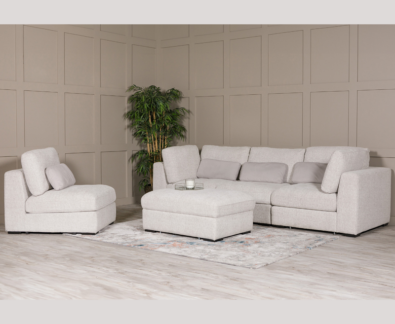 Aurori 3+1 Seater Sofa with Storage Ottoman Set - Light Grey