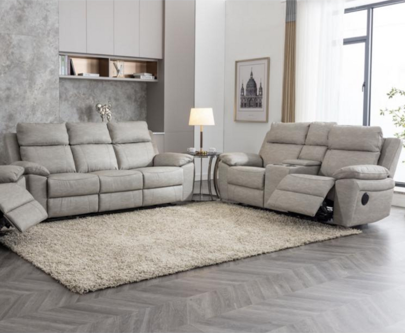 Huntington 3+2 Seater with Console Set - Silver