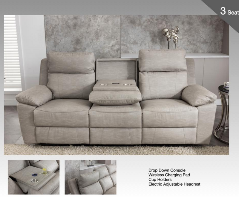 Huntington 3+2 Seater with Console Set - Silver
