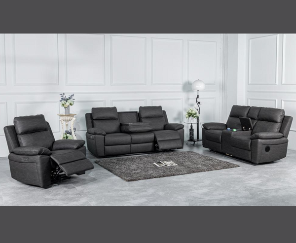 Huntington 3+2+1 Seater Electric Set - Dark Grey