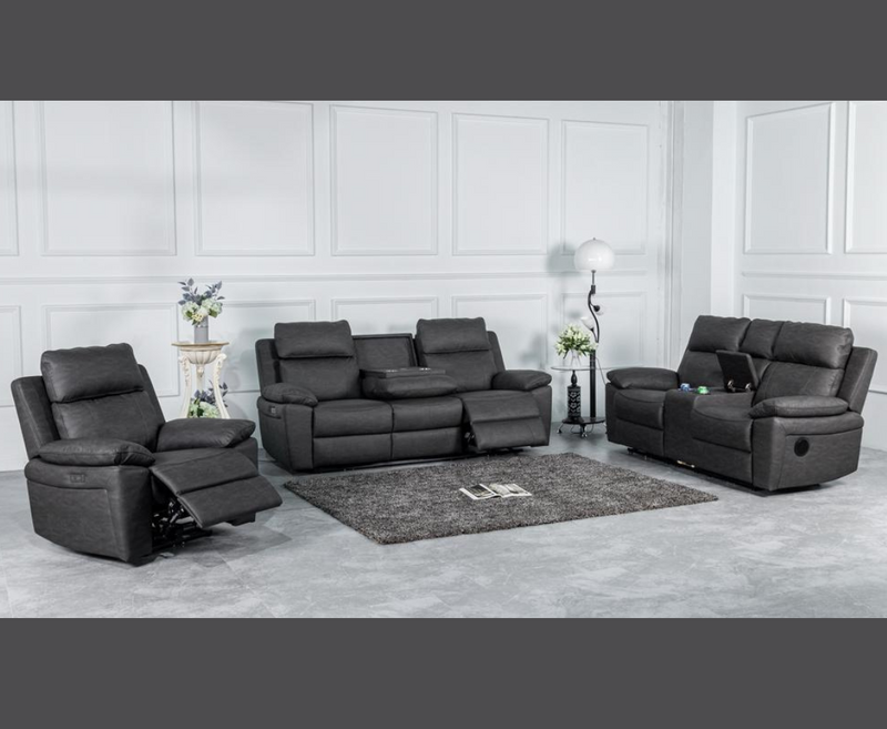 Huntington 3+2+1 Seater Electric Set - Dark Grey