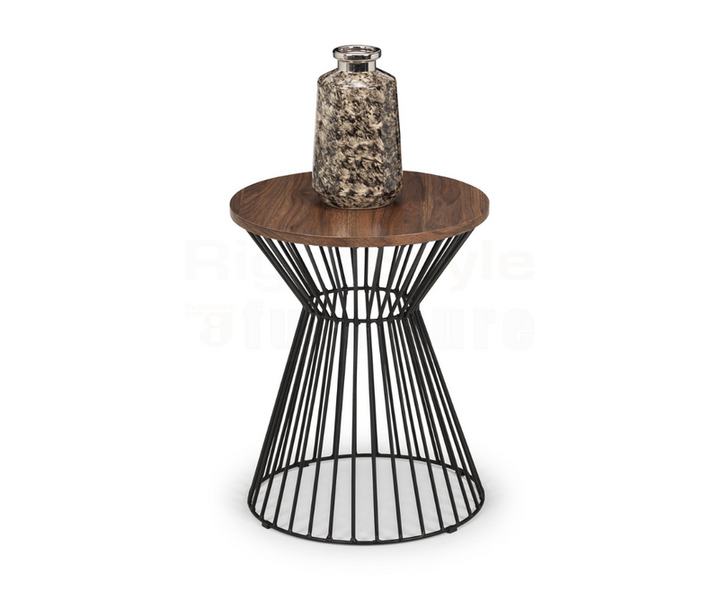 Jessi Round Wire Lamp Table - Walnut