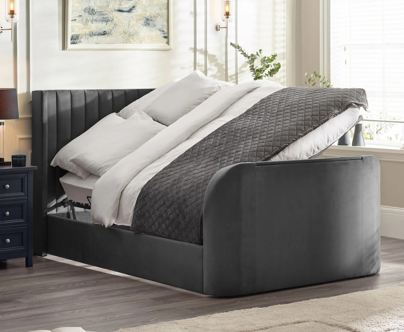 Klay 4ft6 Side Lift Ottoman TV Bed - Dark Grey