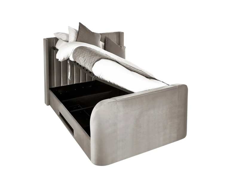 Klay 4ft6 Side Lift Ottoman TV Bed - Light Grey