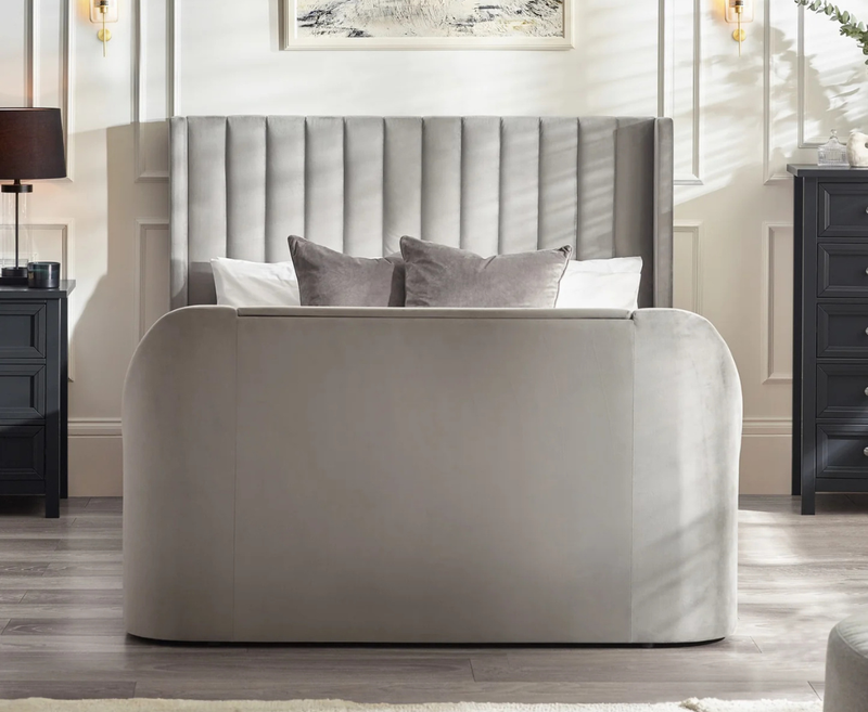 Klay 4ft6 Side Lift Ottoman TV Bed - Light Grey