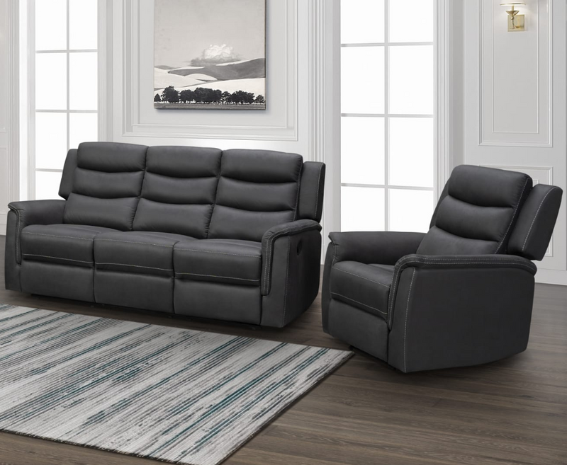 Kurt 1 Seater Reclining Sofa - Dark Grey