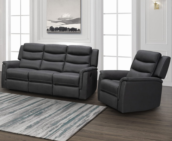 Kurt 3+1+1 Reclining Sofa Set - Dark Grey