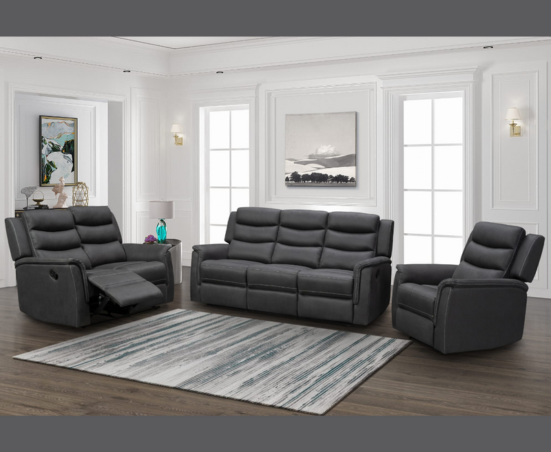 Kurt 3 Seater Reclining Sofa - Dark Grey