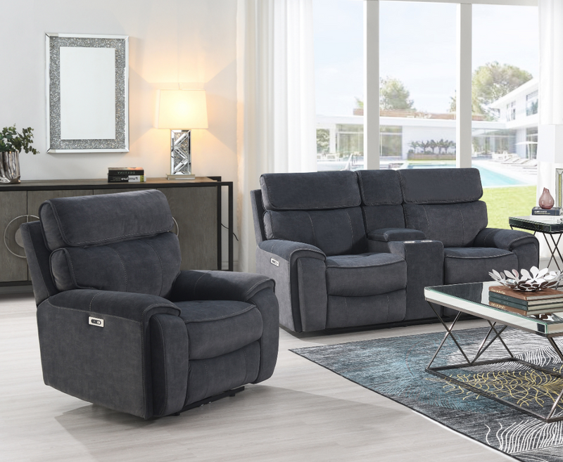 Leonard 2 Seater Electric Sofa with Console - Grey