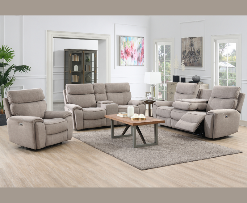 Leonard 2 Seater Electric Sofa with Console - Beige