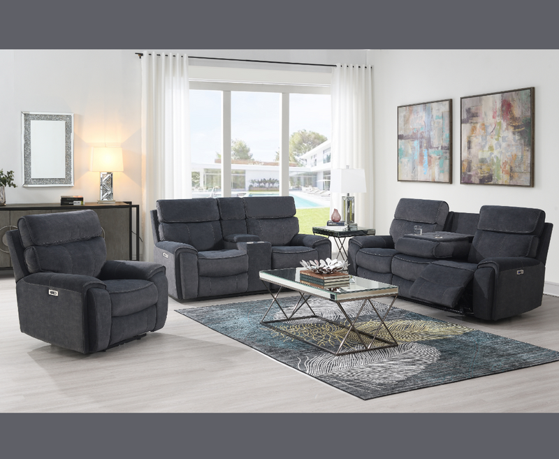 Leonard 2 Seater Electric Sofa with Console - Grey