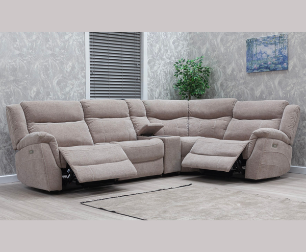 Loreta 2C1 Corner Electric Sofa with console - Champagne