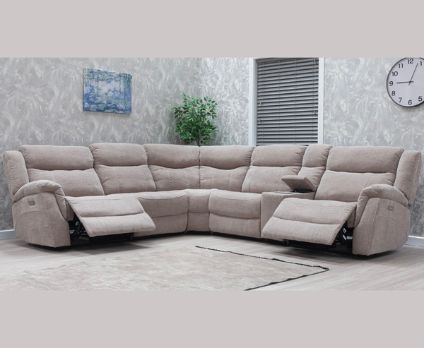 Loreta 2C2 Corner Electric Sofa with console - Champagne