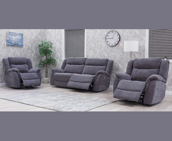 Loreta 2.5+1+1 Seater Electric Sofa Set - Dark Grey
